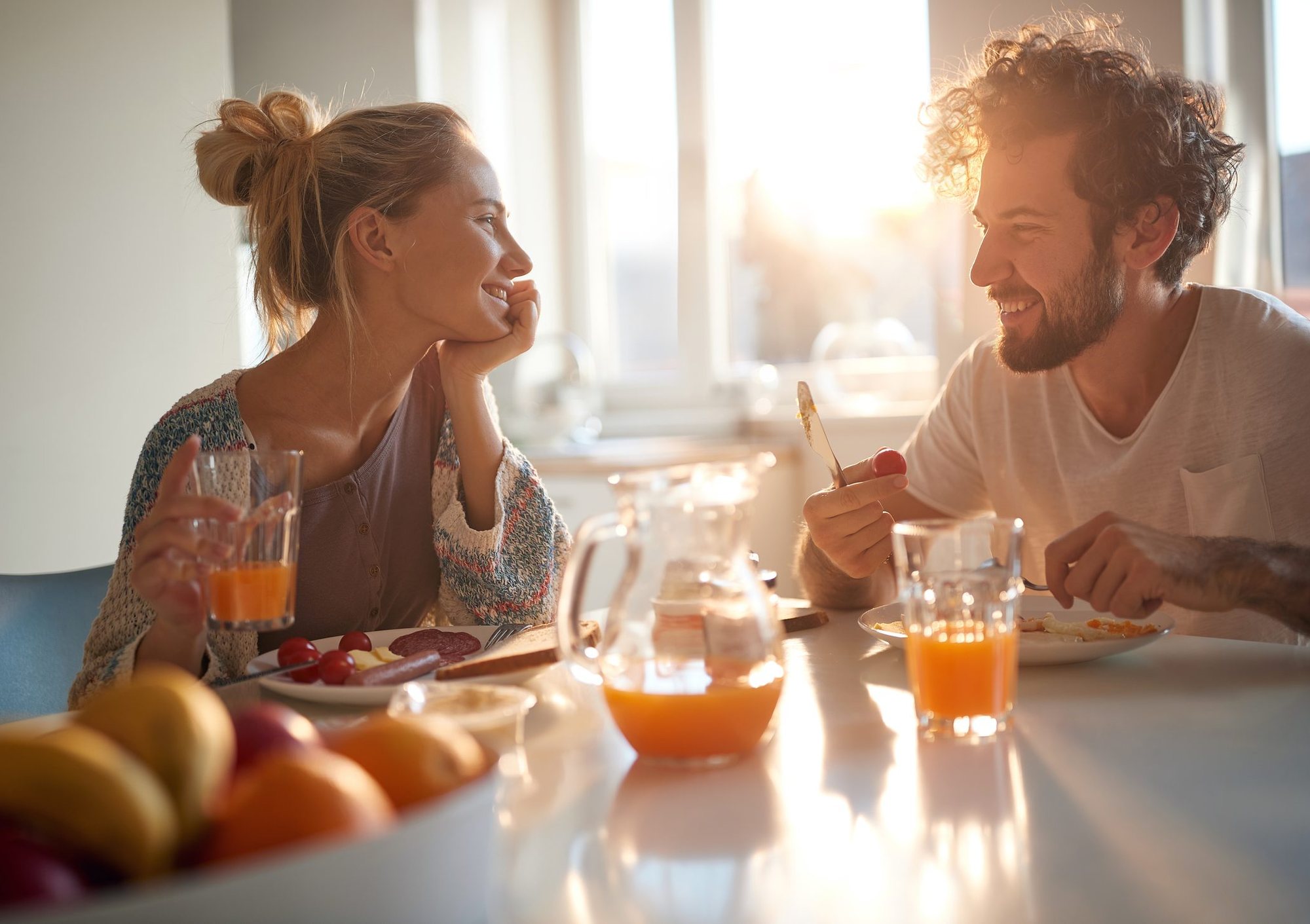 Breakfast in a sunlit kitchen