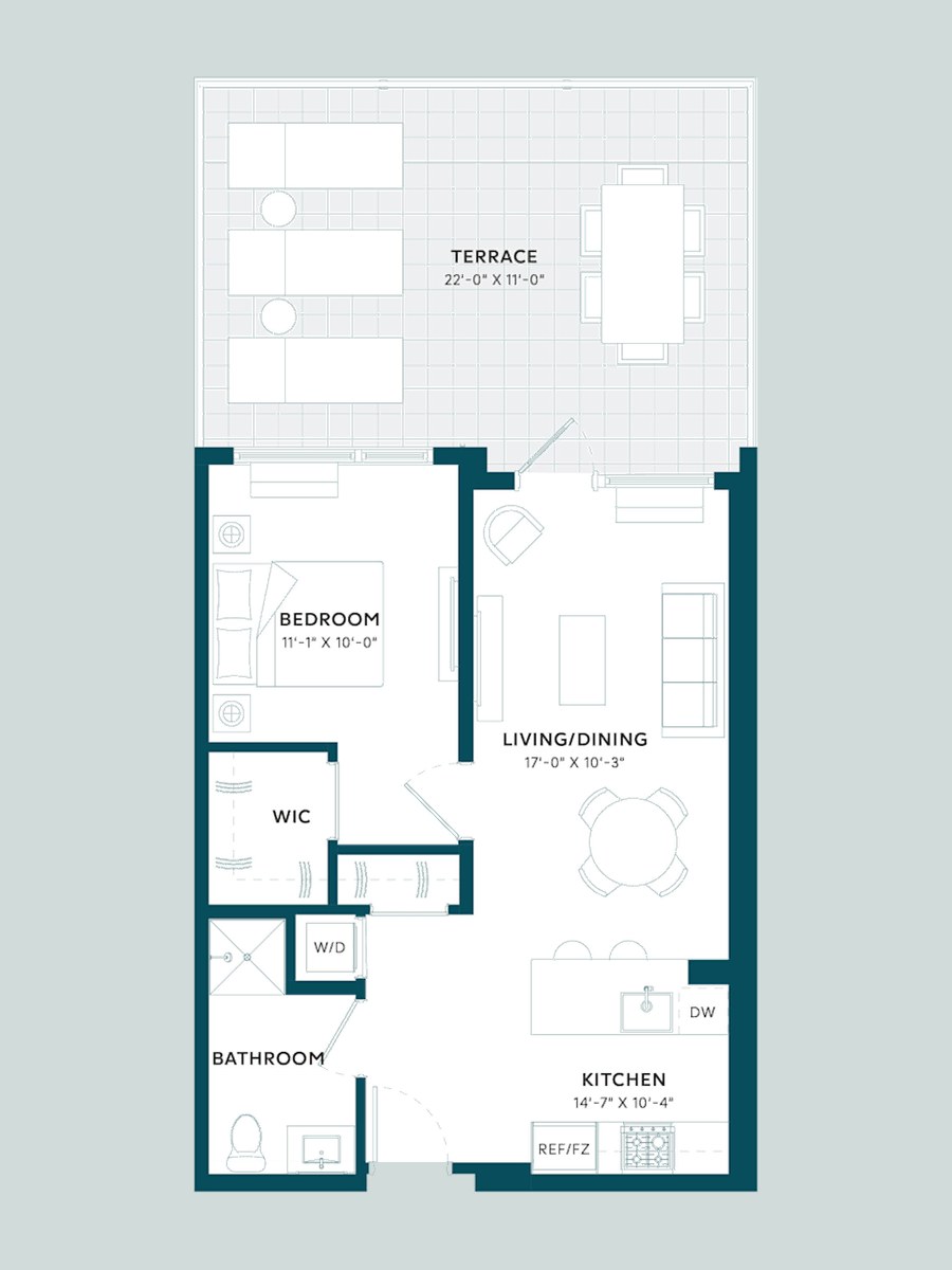 1 Bedrooms floor plan