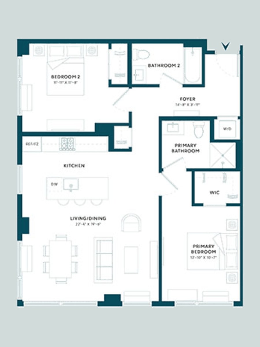 2 Bedrooms floor plan