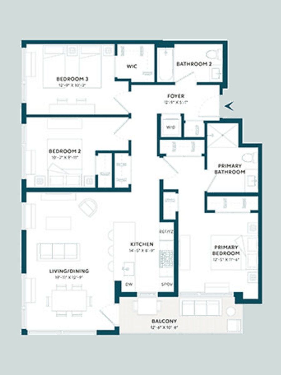 3 Bedrooms floor plan